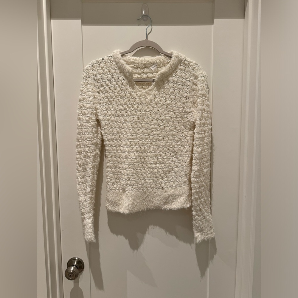 Rebecca Taylor White Puff Knit Sweater